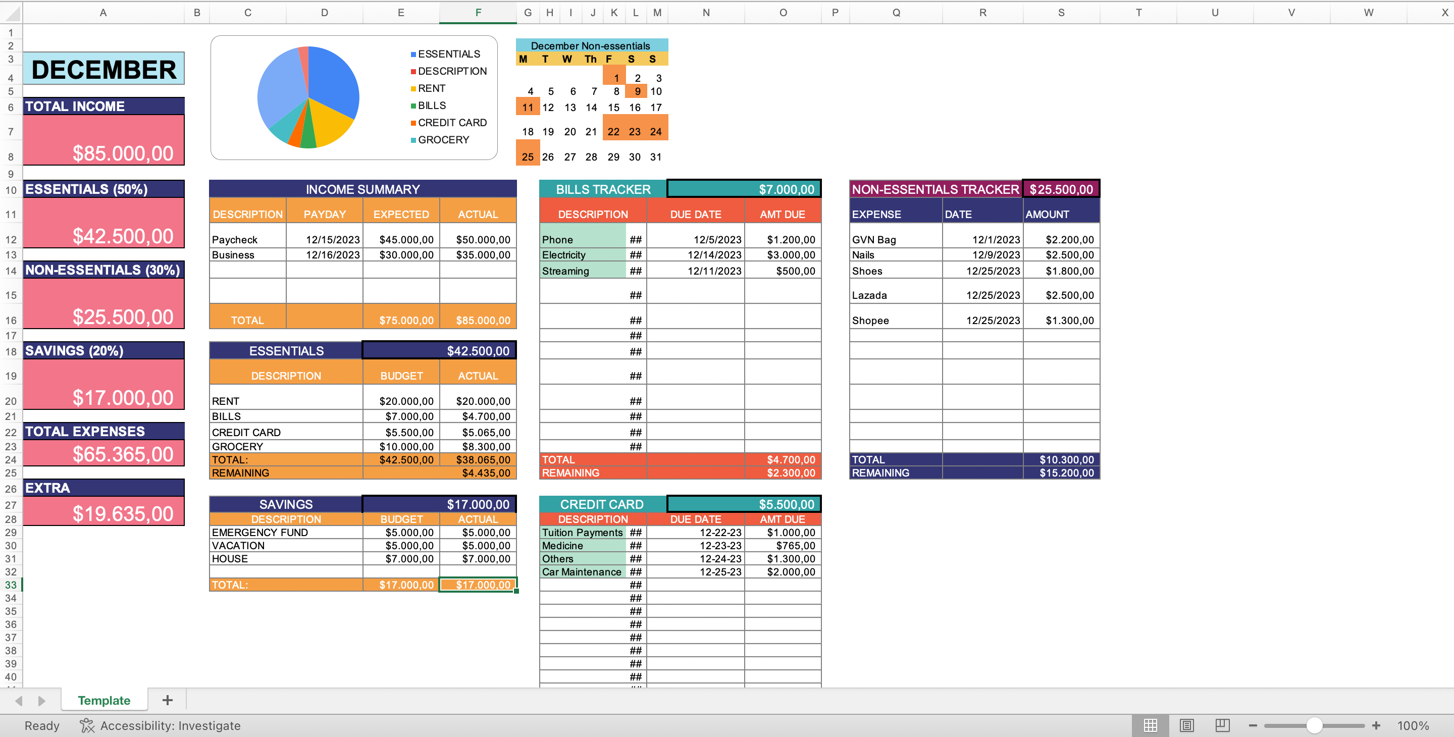 Personal Finance System – Finance Flow Sheet