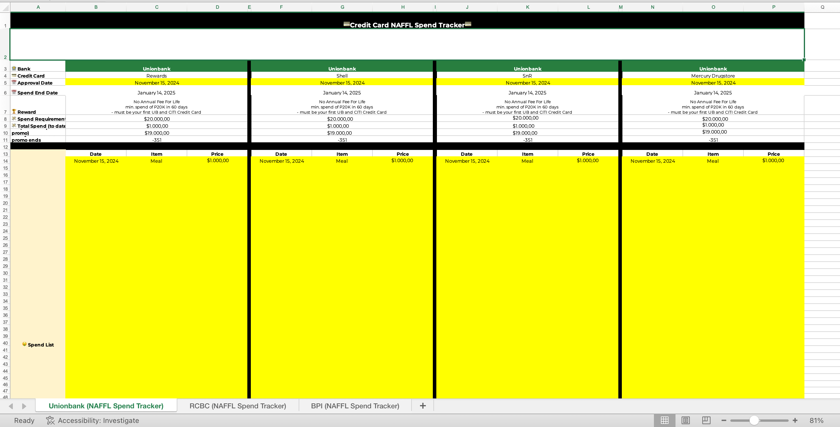 Personal Finance System – Finance Flow Sheet